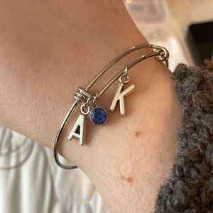 Custom silver adjustable initial bracelet